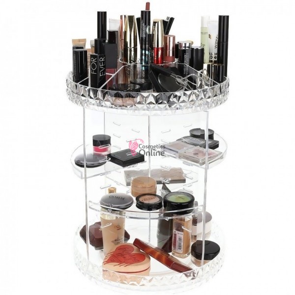 Suport rotund pentru organizare produse cosmetice rotativ Transparent SP030